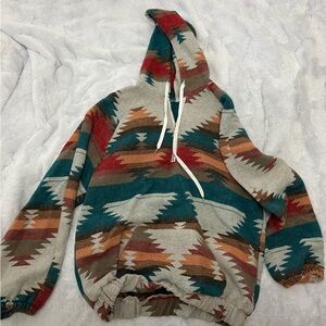 Oversized quarter zip Aztec hoodie